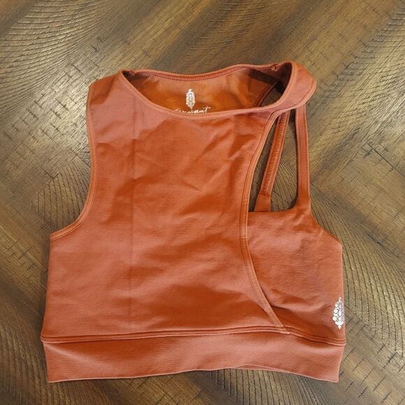 Free People, "Don't Be Square" Double Layer Crop Orange NWOT XS/S - Picture 2 of 4